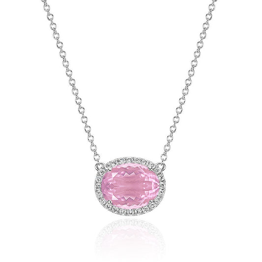 Oval Rose Quartz Floating Pendant